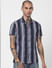 Blue Striped Half Sleeves Shirt_386870+2