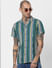 Green Striped Half Sleeves Shirt_386871+1