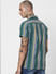 Green Striped Half Sleeves Shirt_386871+4