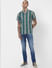 Green Striped Half Sleeves Shirt_386871+6