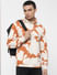 Orange Abstract Print Hooded Sweatshirt_386879+1