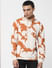 Orange Abstract Print Hooded Sweatshirt_386879+2