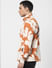 Orange Abstract Print Hooded Sweatshirt_386879+3
