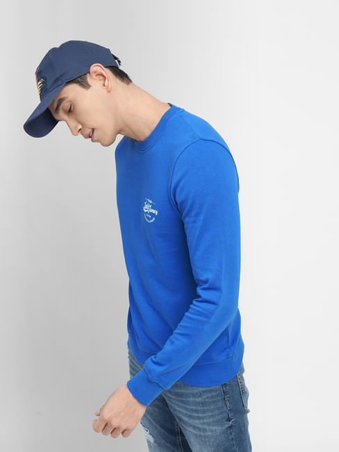 Blue Logo Print Sweatshirt
