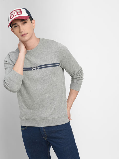 Grey Logo Print Sweatshirt