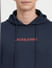 Navy Blue Logo Print Hooded Sweatshirt_399759+5