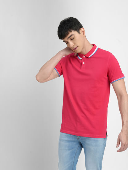 Pink Polo Neck T-shirt