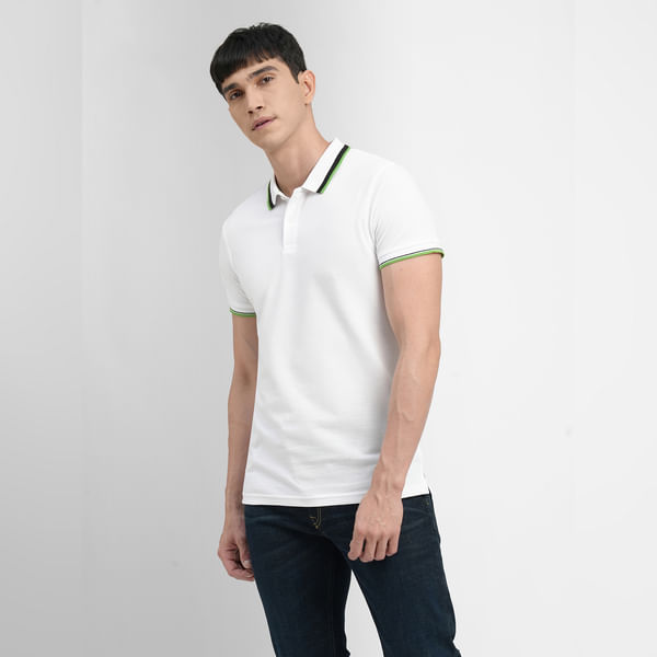 BESTSELLER CLOTHING White Polo Neck T-shirt