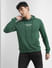 Dark Green Logo Print Hooded Sweatshirt_399767+2