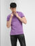 Purple Tape Detail Polo Neck T-shirt_399772+2