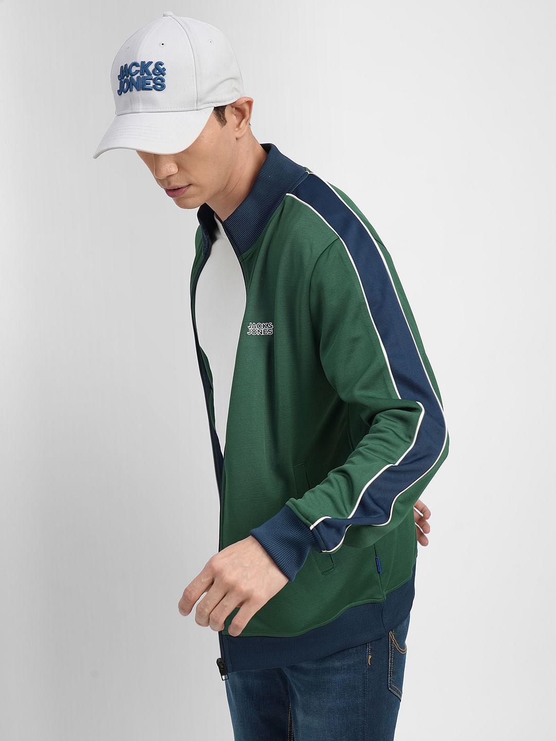 Dark green track jacket best sale