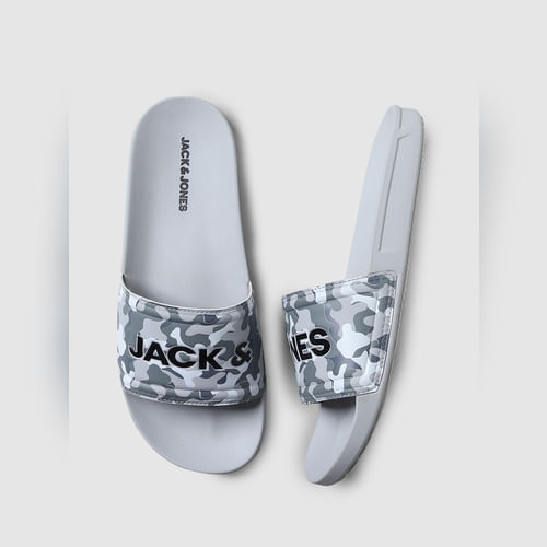 JACK&JONES Grey Camo Print Sliders