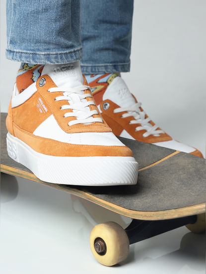 Orange Colourblocked Skater Sneakers
