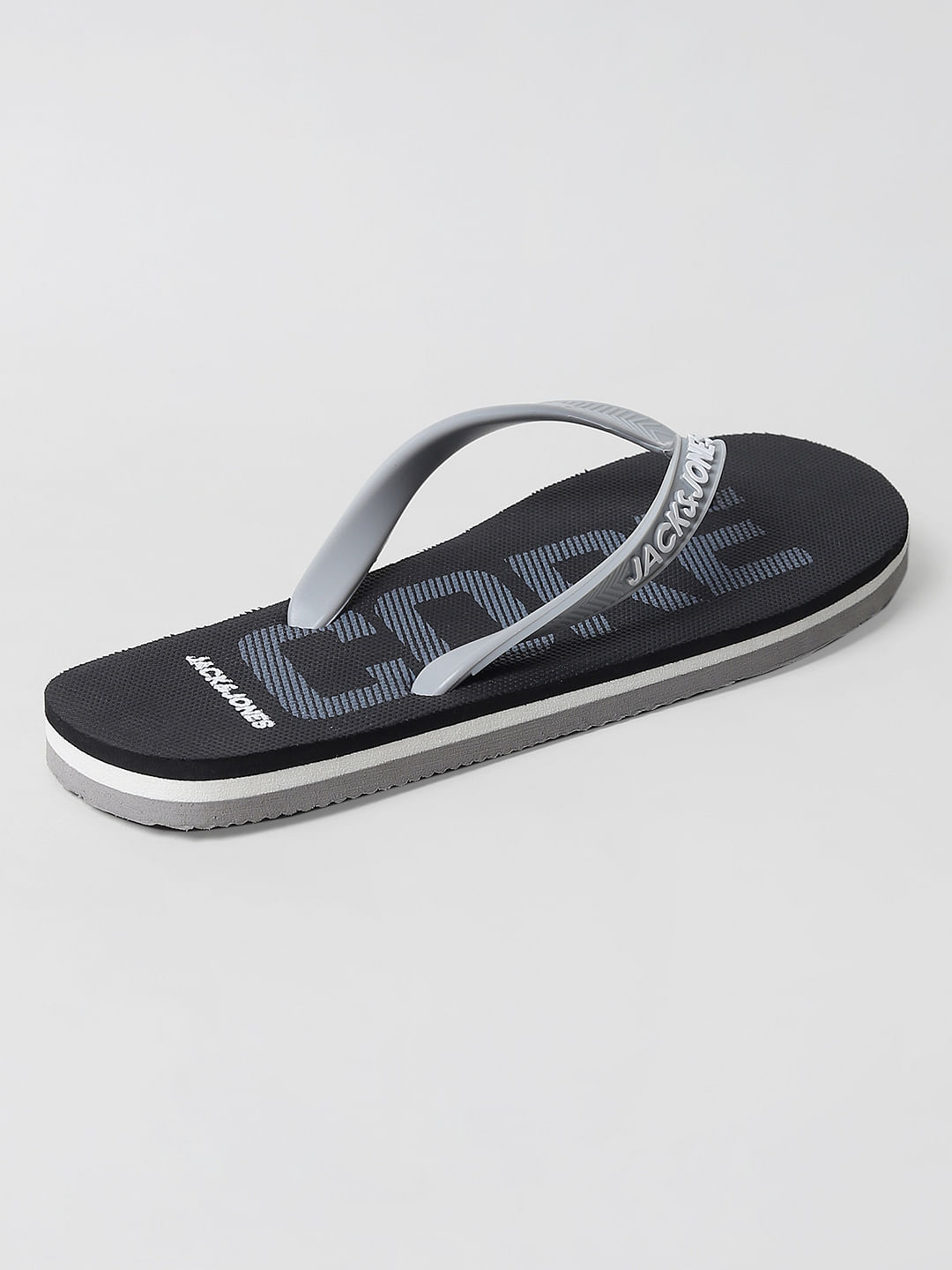 Buy Black Logo Print Flip Flops for Men