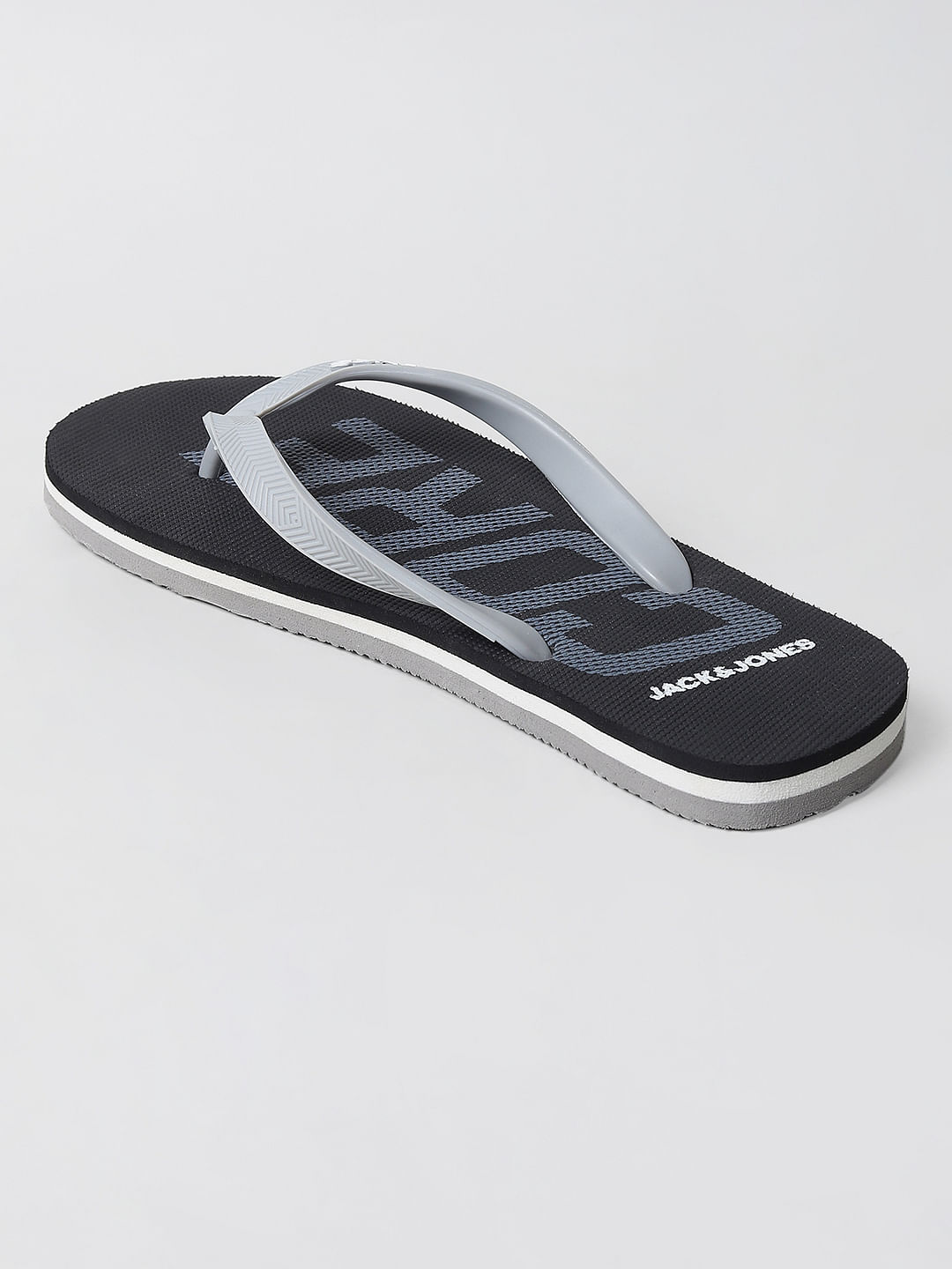 Buy Black Logo Print Flip Flops for Men