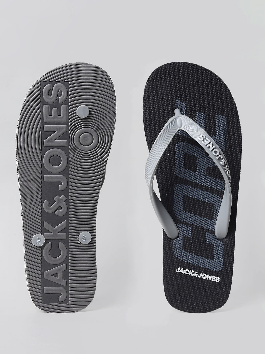 Buy Black Logo Print Flip Flops for Men