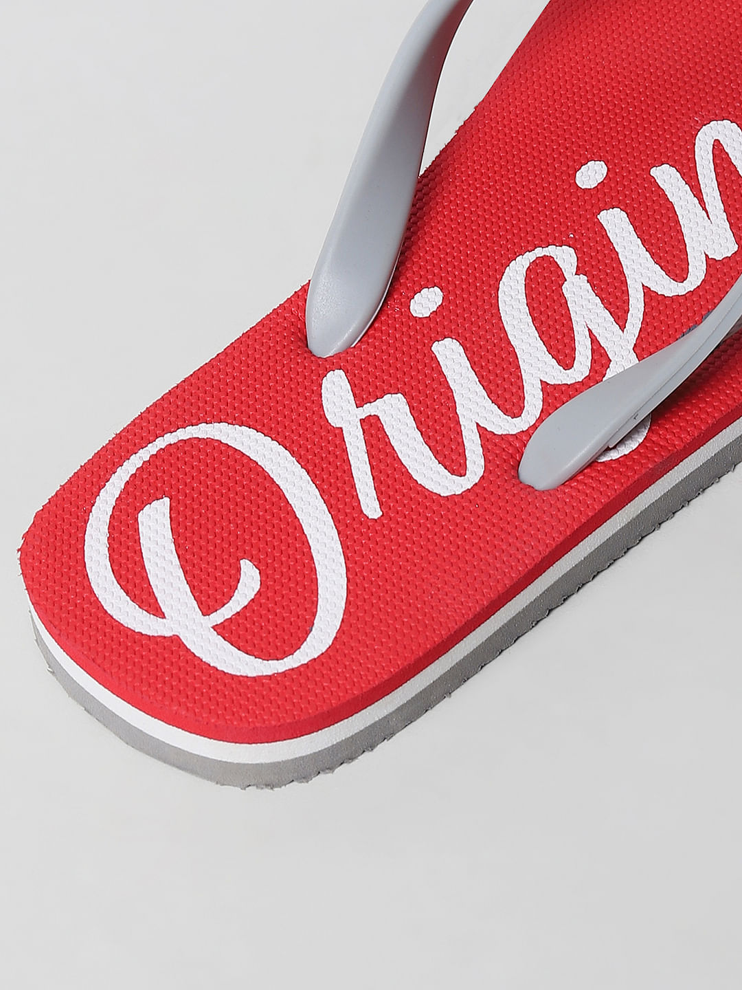 Red Logo Print Flip Flops