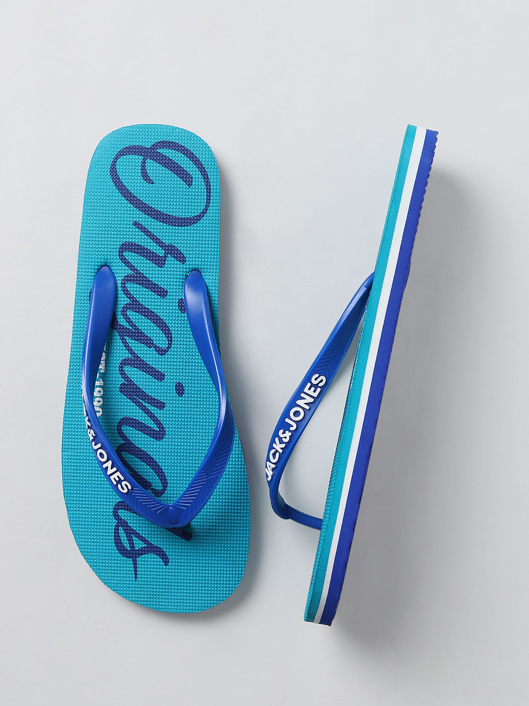 Buy Blue Logo Print Flip Flops for Men