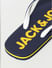 Navy Blue Logo Print Flip Flops 