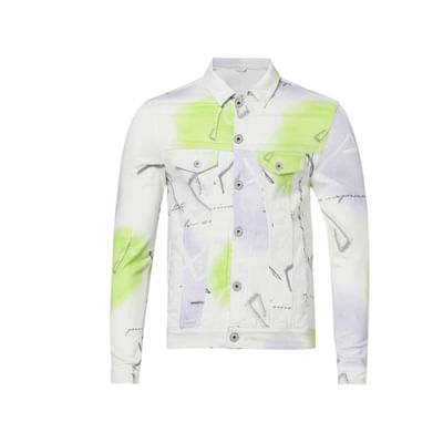 White Digital-Spray Paint Effect Jacket