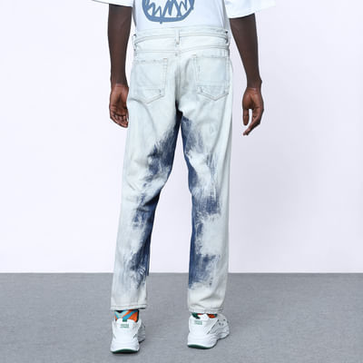 Blue Abstract Print Anti Fit Jeans 