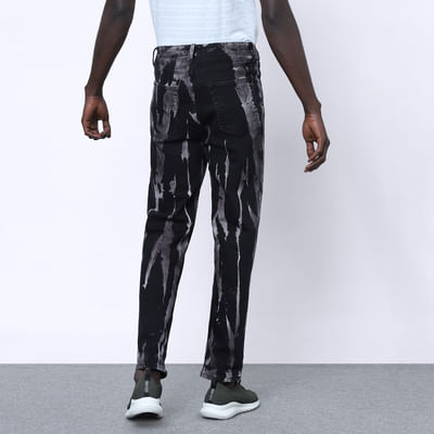 Black Abstract Print Anti-fit Jeans