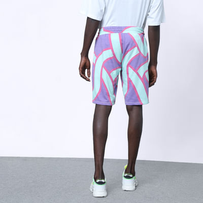 Purple Abstract Printed Shorts