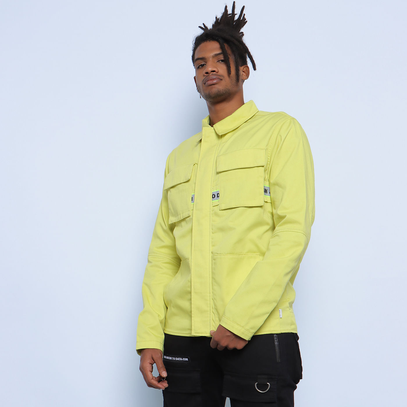 Lime Green Tape Detail Boxy Fit Jacket