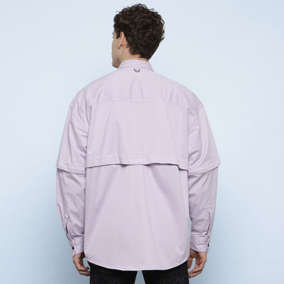 Purple Detachable Sleeves Oversized Over Shirt