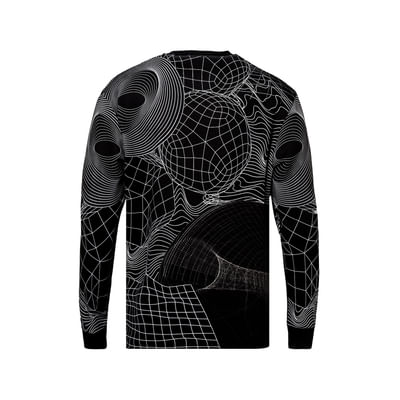 Black Geometric Print Drop-Shoulder Sweatshirt