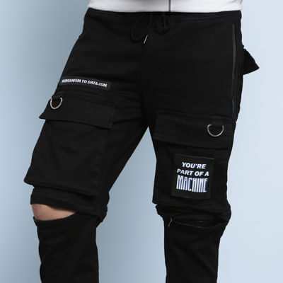 Black 3D Pockets Detachable Cargo Pants