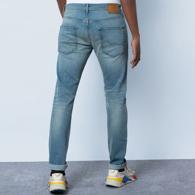 Blue Low Rise Heavily Washed Glenn Slim Fit Jeans  - Customizable
