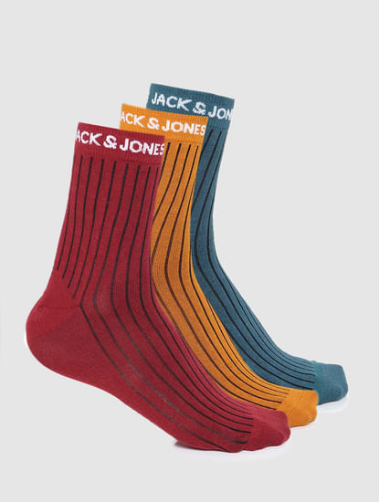 Pack of 3 Stripe Mid Length Socks - Multi-coloured