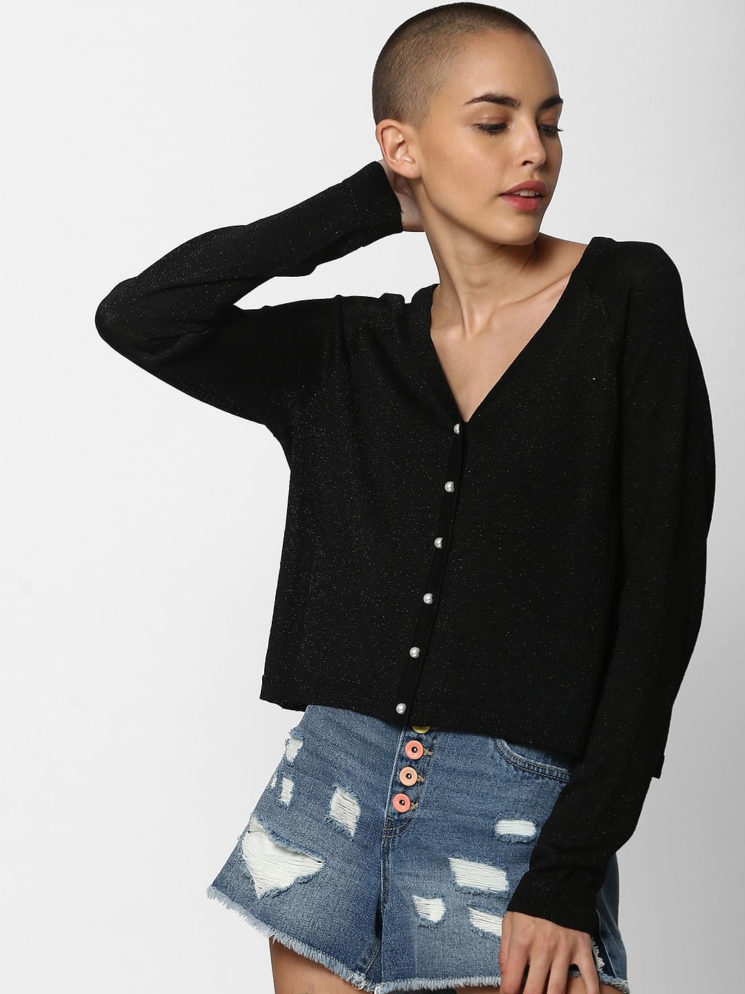 black shimmer cardigan