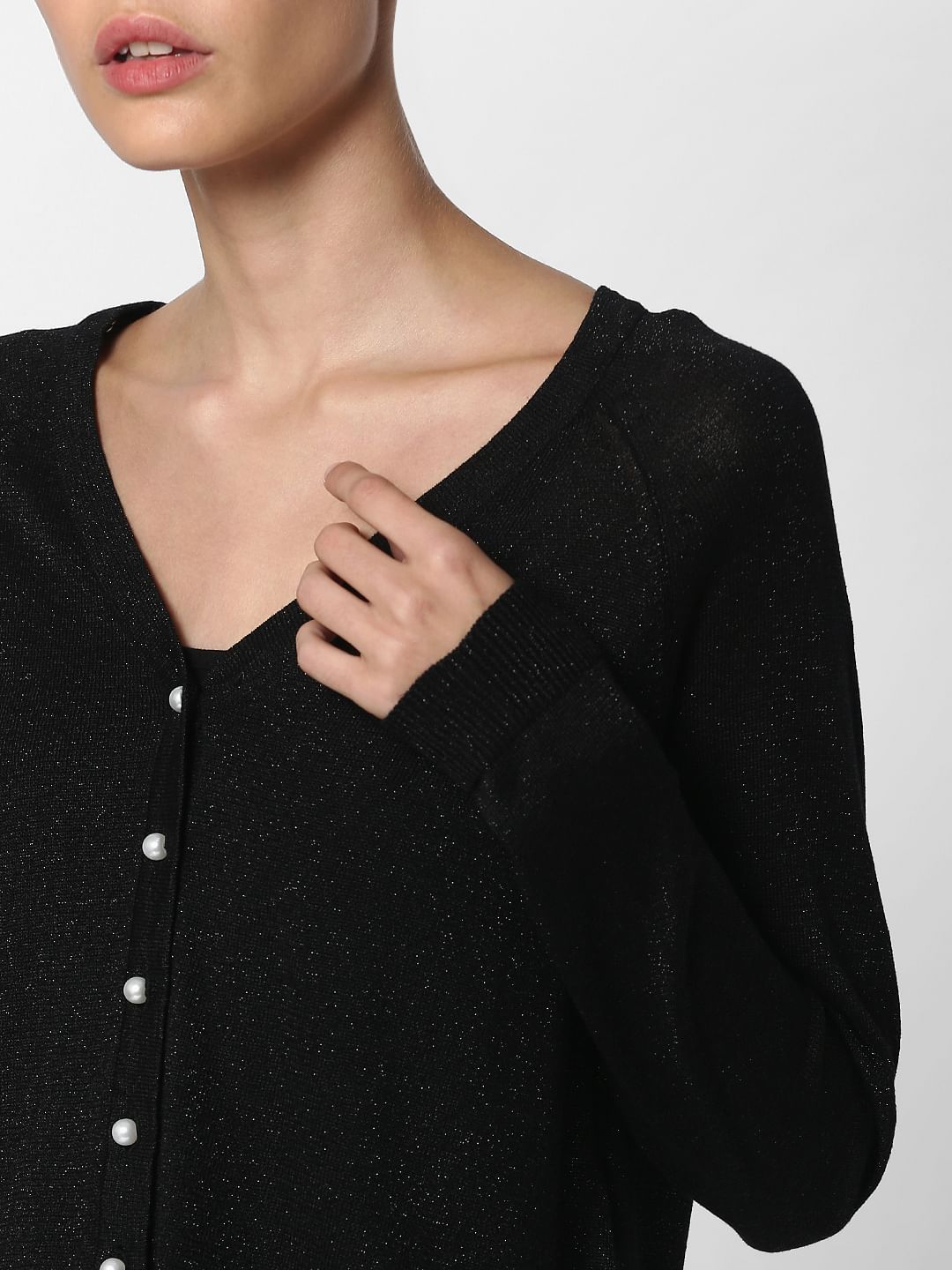 black shimmer cardigan