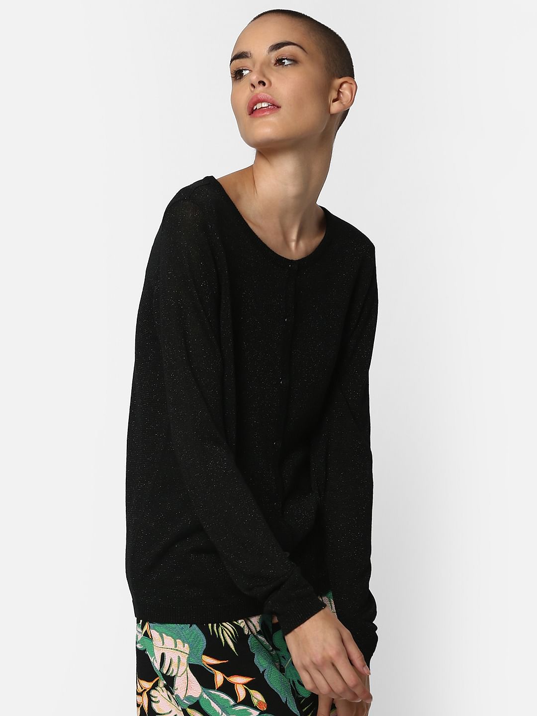 black shimmer cardigan