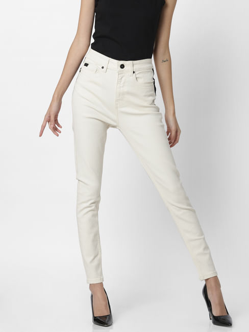Off-White High Rise Skinny Fit Jeans