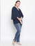 Navy Blue Flared Sleeves Top