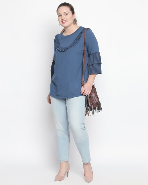 Blue Layered Sleeves Top