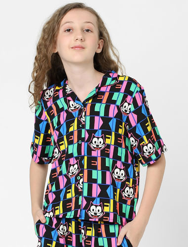 Kids Only X Felix Black All Over Print Co-ord Shirt