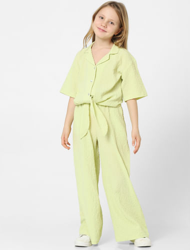 Girls Green Front Tie Co-ord Shirt