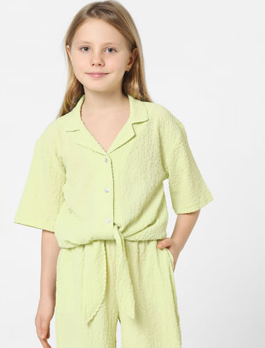 Girls Green Front Tie Co-ord Shirt