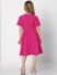 Girls Dark Pink Button Detail Dress