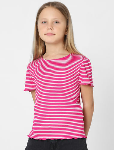 Girls Pink Striped Top