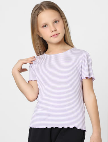 Girls Purple Striped Top
