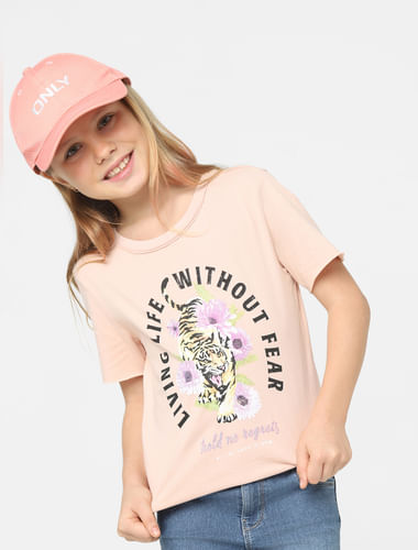 Girls Pink Graphic Print T-shirt