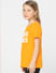 Girls Orange Text Print T-shirt