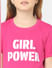Girls Pink Text Print T-shirt