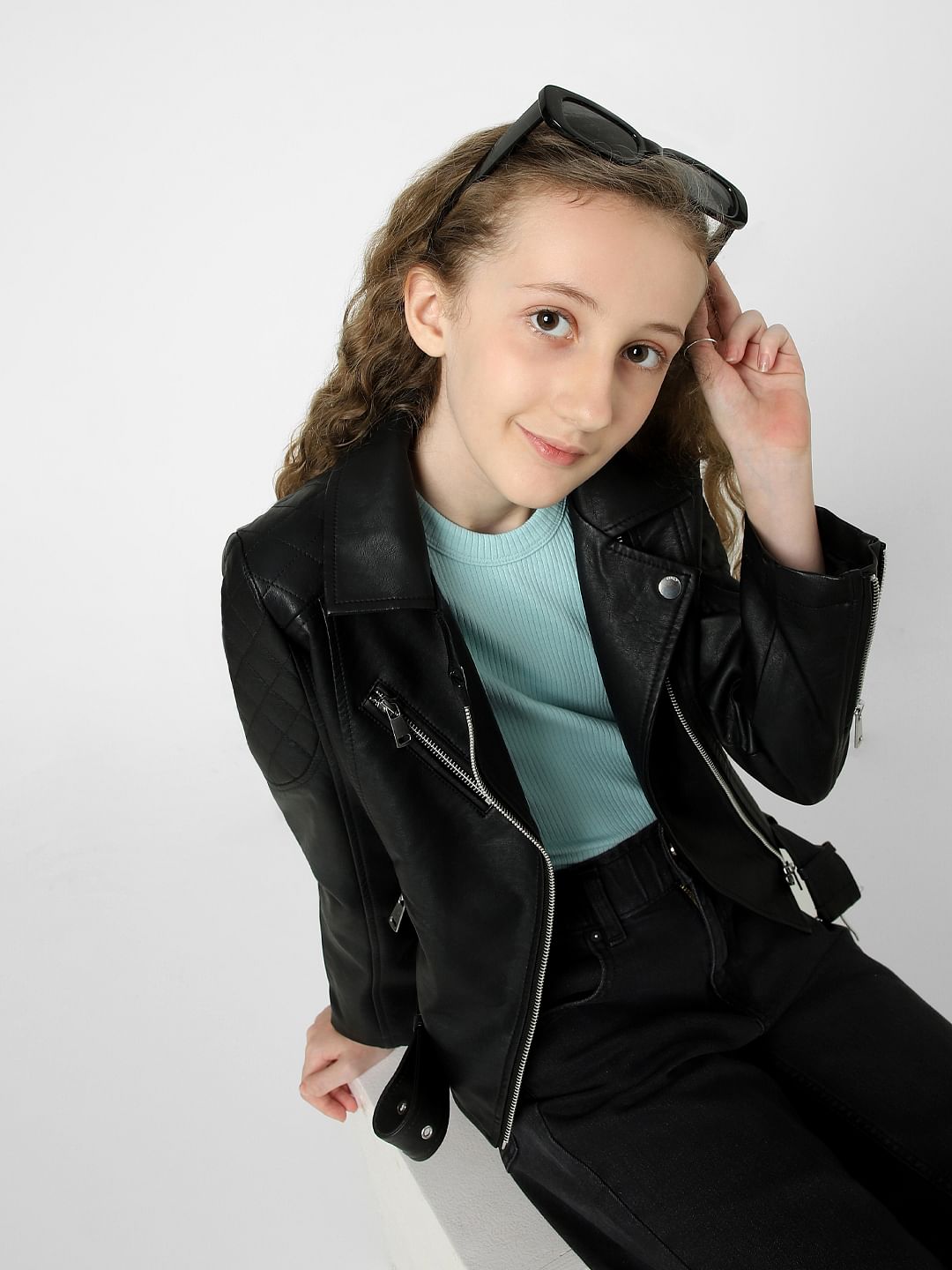 Kids leather biker jacket best sale