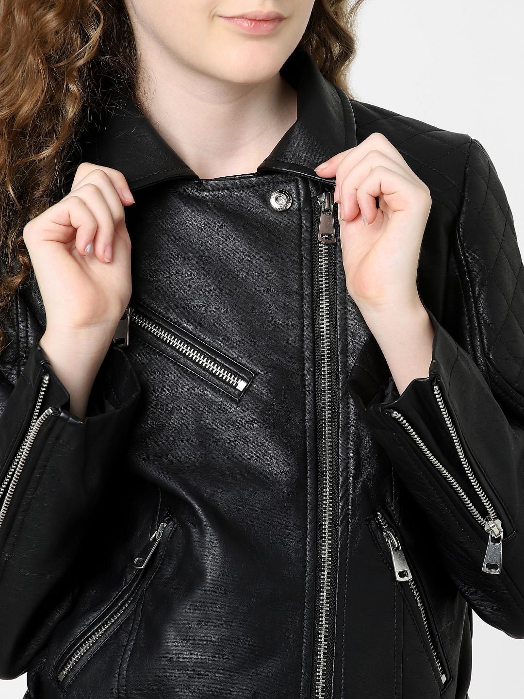 Buy Black Faux Leather Biker Jacket for Girls Online at KidsOnly 153909601